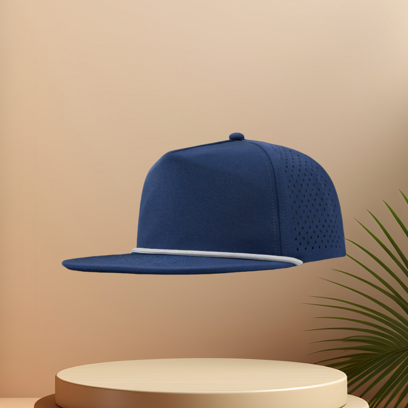 Blue & White Flat Brim Cap - Image 3
