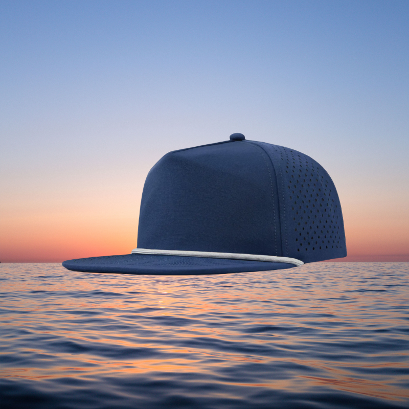 Blue & White Flat Brim Cap - Image 2